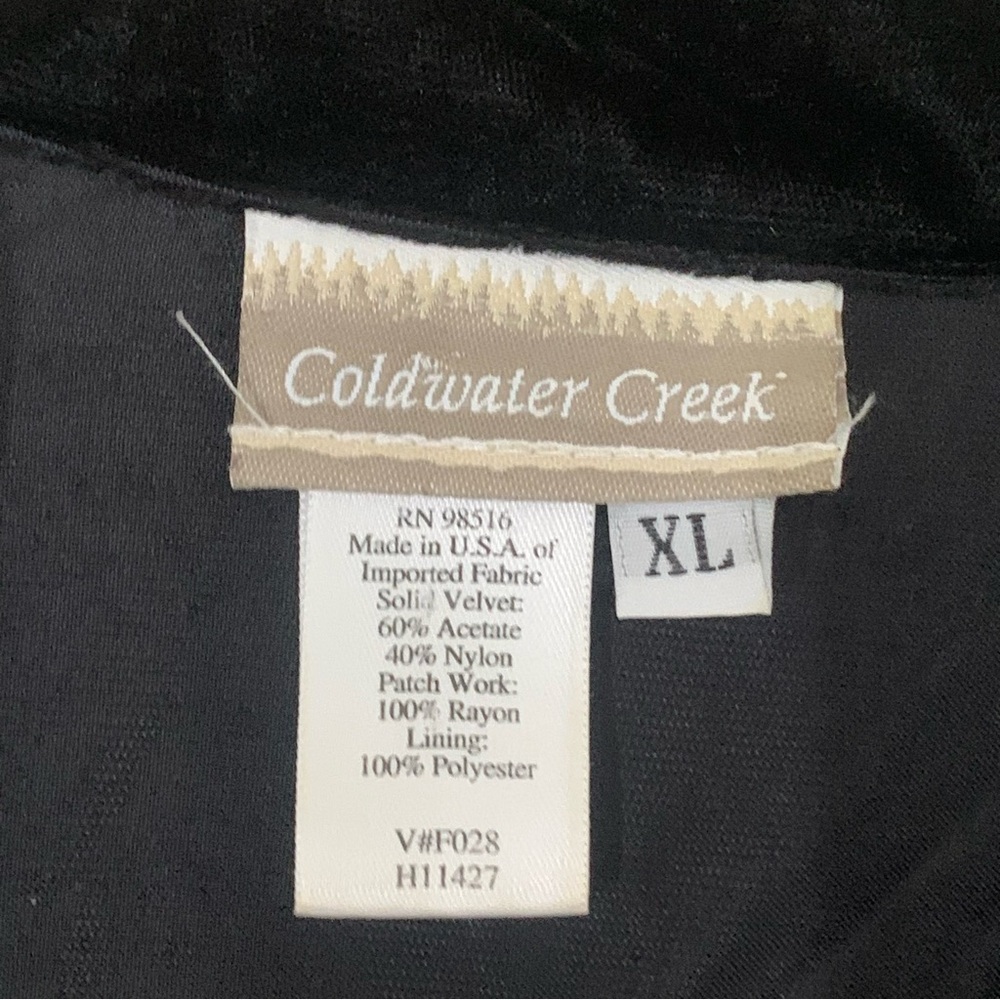 Black Velvet Colorful Patchwork Button Front Boho… - image 7